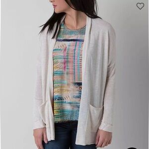 Billabong Outside The Lines Knit Open Front Pocket Cardigan white Women’s Size L